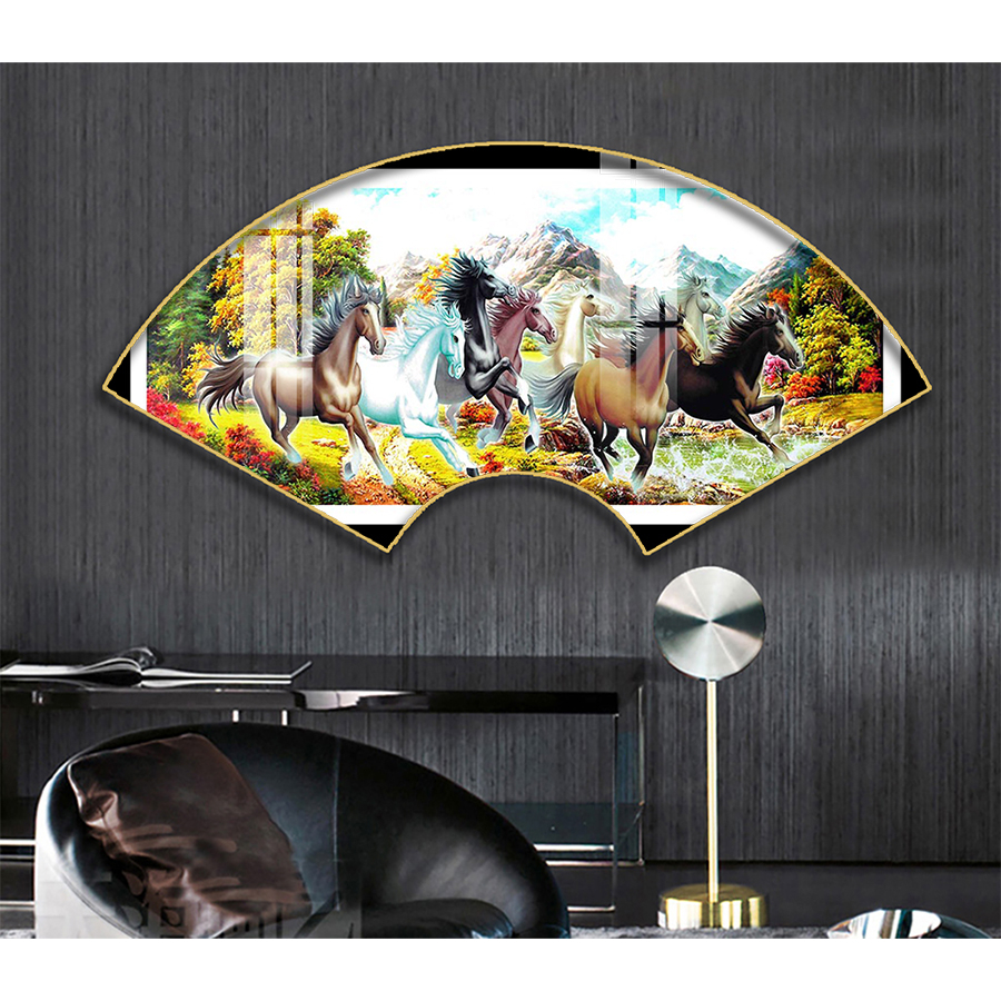 Tranh Quạt Treo Tường Tráng Gương Cao Cấp Mã Đáo Thành Công