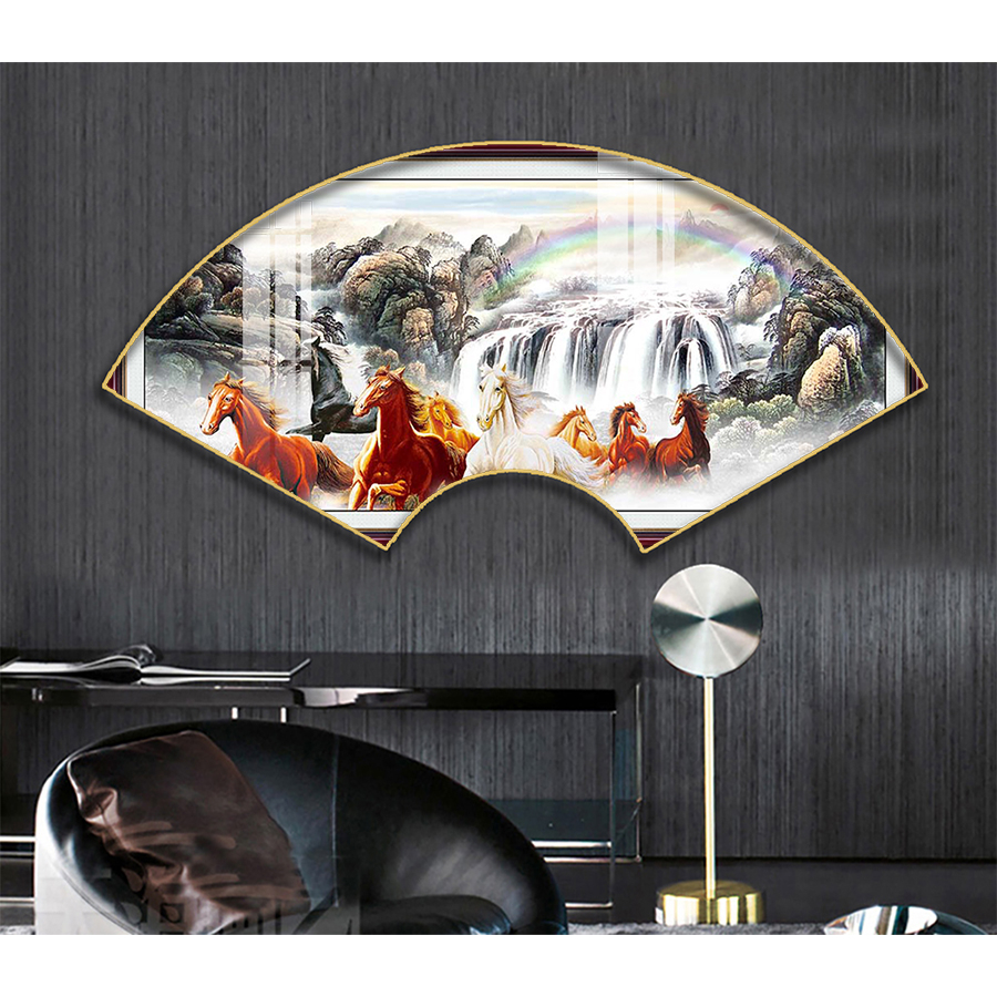 Tranh Quạt Treo Tường Tráng Gương Cao Cấp Mã Đáo Thành Công