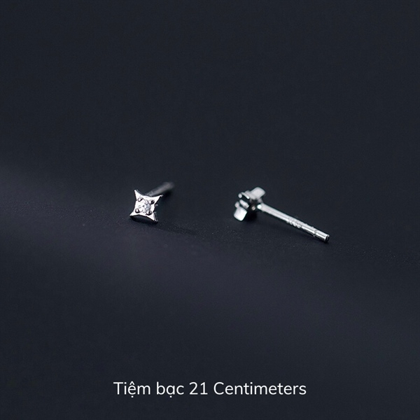 Ảnh Khuyên tai bạc Hình thoi đính đá Bông tai bạc Tiệm bạc 21 Centimeters 1