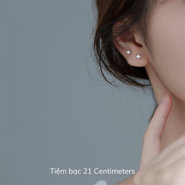 Ảnh Khuyên tai bạc Hình thoi đính đá Bông tai bạc Tiệm bạc 21 Centimeters 2