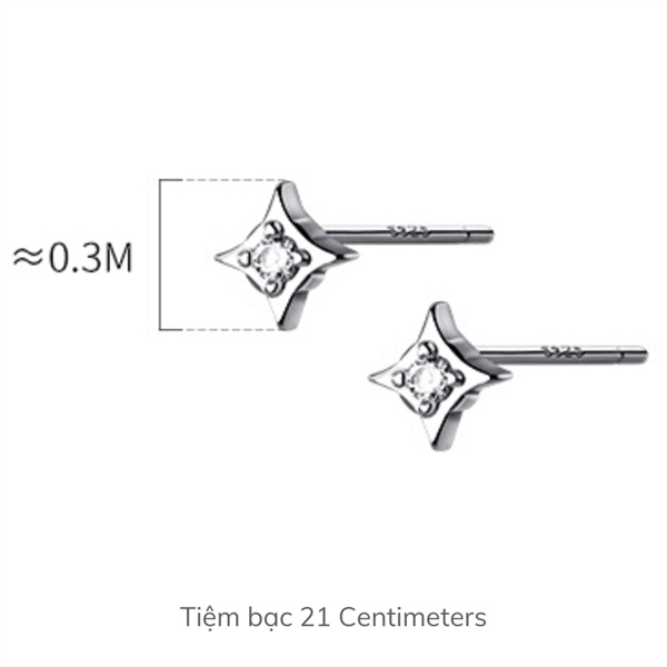 Ảnh Khuyên tai bạc Hình thoi đính đá Bông tai bạc Tiệm bạc 21 Centimeters 3