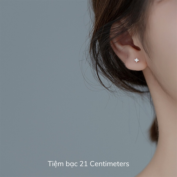 Ảnh Khuyên tai bạc Hình thoi đính đá Bông tai bạc Tiệm bạc 21 Centimeters 4