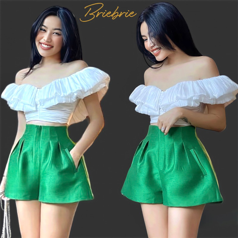 Set áo trễ vai + quần Briebrie cao cấp chât liệu gấm tapta, sang chảnh (bán tách set) - 260 | BigBuy360 - bigbuy360.vn