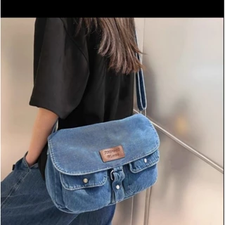 Túi tote đeo chéo đeo vai vải Jeans hộp nam nữ form vừa ulzzang hàn quốc- TÚI JEANS 2 HỘP