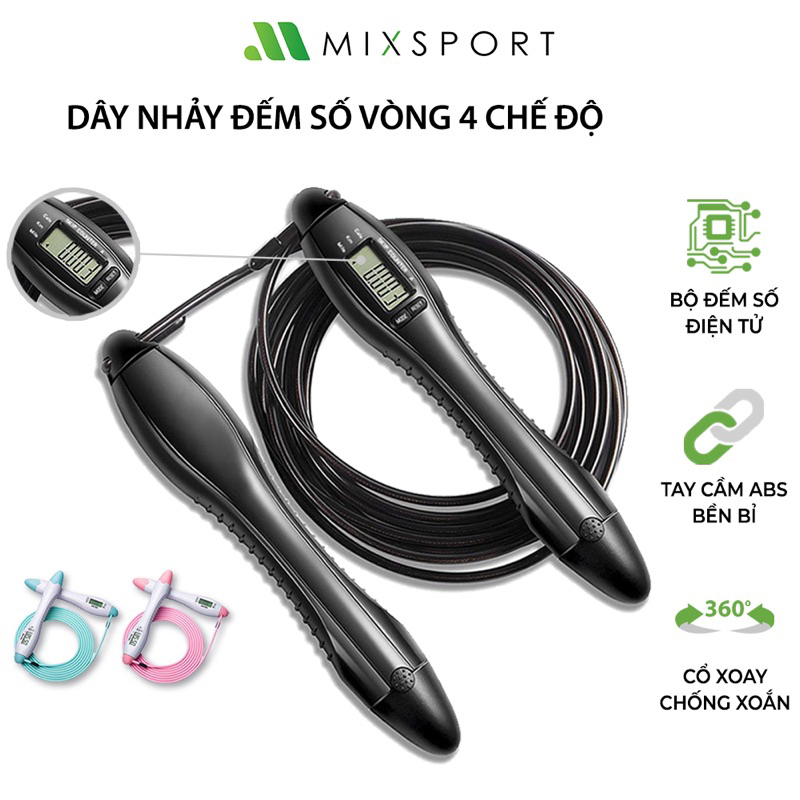 Dây Nhảy Đếm Số Đo Calo MixSport Có Bộ Đếm Điện Tử Giúp Đếm Số Vòng Nhảy Tự Động Chính Xác DTN02