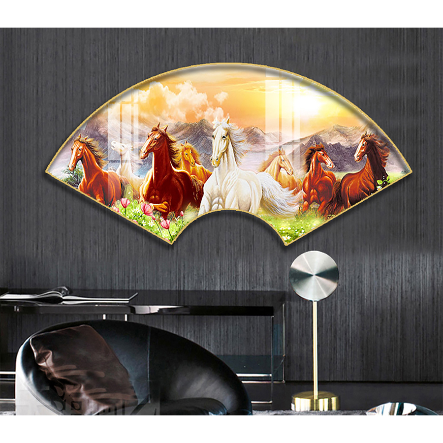 Tranh Quạt Treo Tường Tráng Gương Cao Cấp Mã Đáo Thành Công