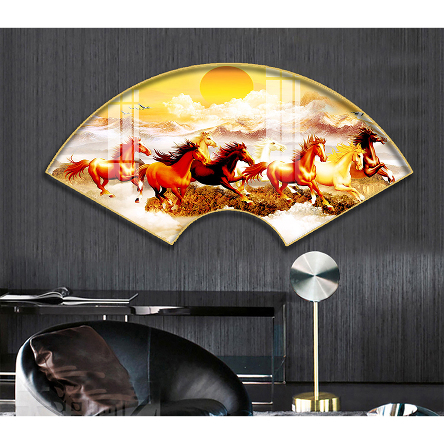 Tranh Quạt Treo Tường Tráng Gương Cao Cấp Mã Đáo Thành Công