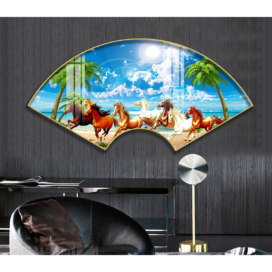 Tranh Quạt Treo Tường Tráng Gương Cao Cấp Mã Đáo Thành Công