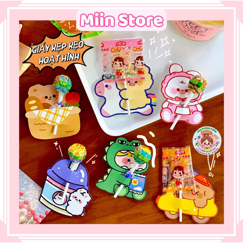Set 5 Miếng Giấy Kẹp Kẹo Mút (Chọn Mẫu) Giấy Gắn Kẹo Mút Hoạt Hình Dễ ...