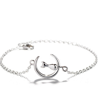 Lắc Tay Bạc 925 Hình CAT MOON Cực xinh Gía Rẻ
