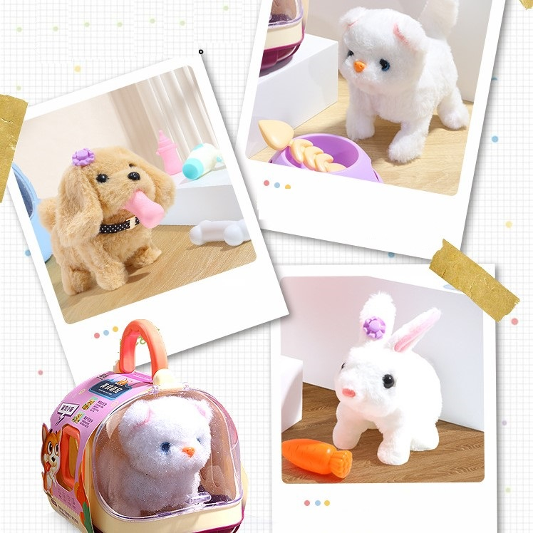 Đồ Chơi Lồng Mèo Con Mèo Lồng Thỏ Cho Bé Chăm Sóc Thú Cưng Biết Đi Biết Kêu Kèm Phụ Kiện- Đồ Chơi Cho Bé PUKAPI