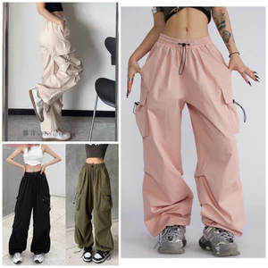 Quần Jogger túi hộp chất kaki mềm from rộng 3 màu Đen/Be /Hồng