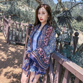 Khăn choàng boho đi biển, Khăn choàng du lịch mùa hè Bohemian Họa Tiết Thổ Cẩm, phong cách vintage