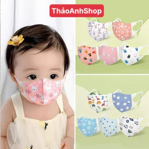 Khẩu trang 5d cute cho bé Taki size 0-2 tuổi, khẩu trang trẻ em vải lụa in hình họa tiết siêu đáng yêu9