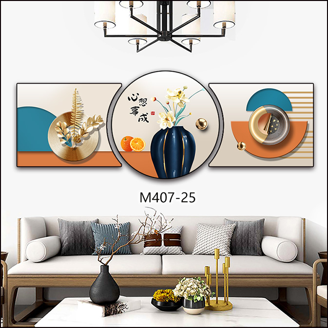 Tranh Kiểu Phong Cảnh Tráng Gương Cao Cấp Hoa Văn Trừu Tượng