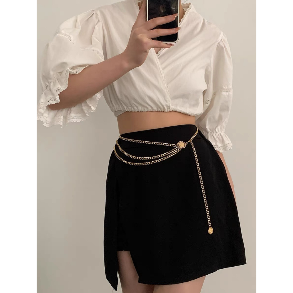 Đai váy Thắt lưng belt xích phối đầm dạng móc DV20  Đai thắt váy áo belt chain xích sang chảnh phối vest dây nịt