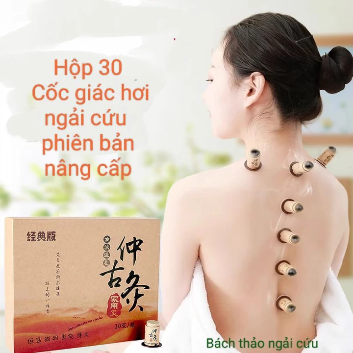 Hộp 30 cốc giác hơi ngải cứu cao cấp.Cốc xông ngải cứu dán