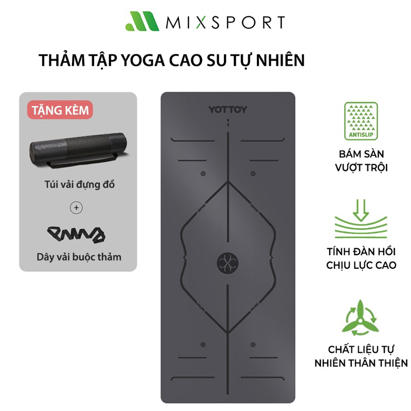 Thảm Yoga Định Tuyến Cao Su Tự Nhiên MixSport 3 Lớp Đàn Hồi Thấm Hút Mồ Hôi Không Kích Ứng Da