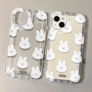 Ốp Điện Thoại TPU trong gân in hình thỏ trắng cute Mềm Trong Suốt Chống Sốc Cho IPhone 14promax 11 12 Pro XS 7 8 Plus