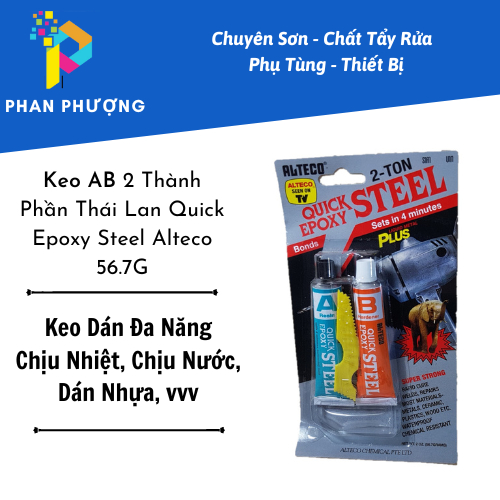Keo AB 2 Thành Phần Thái Lan Quick Epoxy Steel Alteco 56.7G / Keo Dán Đa Năng Chịu Nhiệt, Chịu Nước, Dán Nhựa, vvv