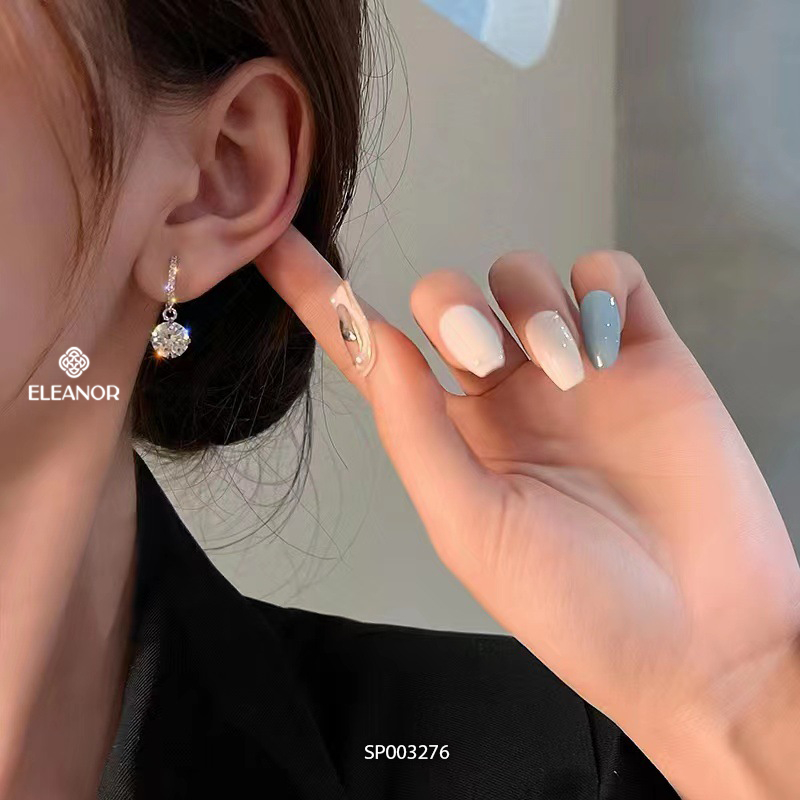 Bông tai nữ chuôi bạc 925 Eleanor Accessories đính đá khuyên tai dáng thả phụ kiện trang sức 3276