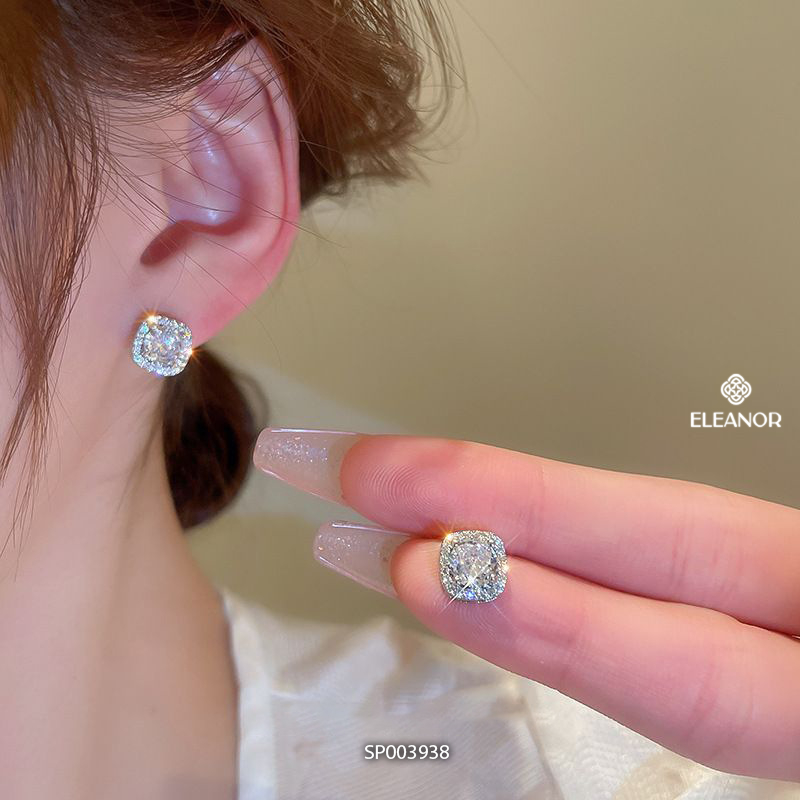 Bông tai nữ chuôi bạc 925 Eleanor Accessories hình học đính đá phụ kiện trang sức khuyên tai 3938