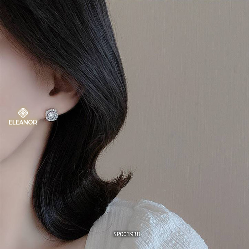 Bông tai nữ chuôi bạc 925 Eleanor Accessories hình học đính đá phụ kiện trang sức khuyên tai 3938