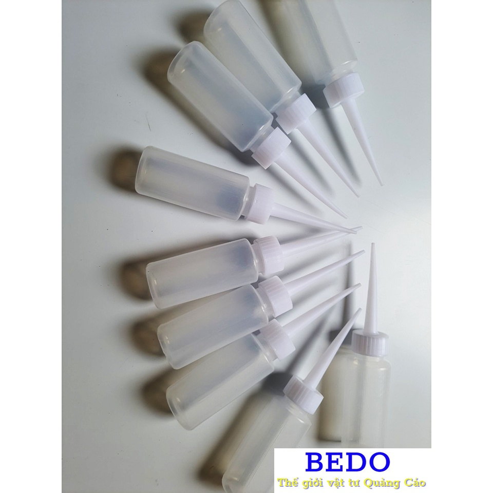 Combo 10 vỏ chai chiết keo 25ml BEDO - Chai nhựa đựng keo dạng bóp màu trắng trong suốt, vòi nhọn tra keo chính xác