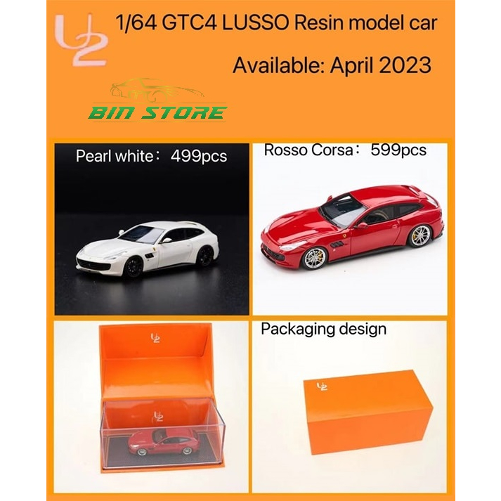 Maquette Ferrari GTC4 Lusso Blanche 1/64 - Moulée Sous Pression - Neuf - Cadeau Collection