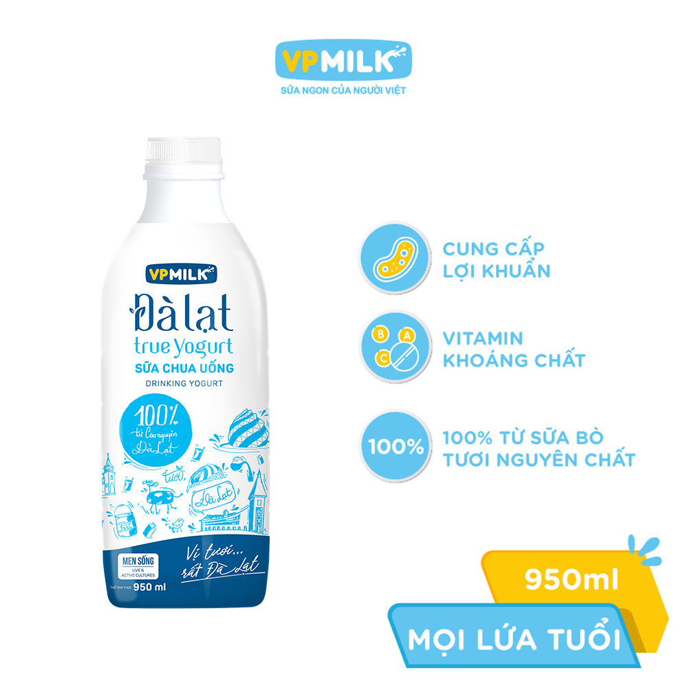 Ảnh Sữa chua uống VPMilk Đà Lạt True Yogurt - chai 950ml 2