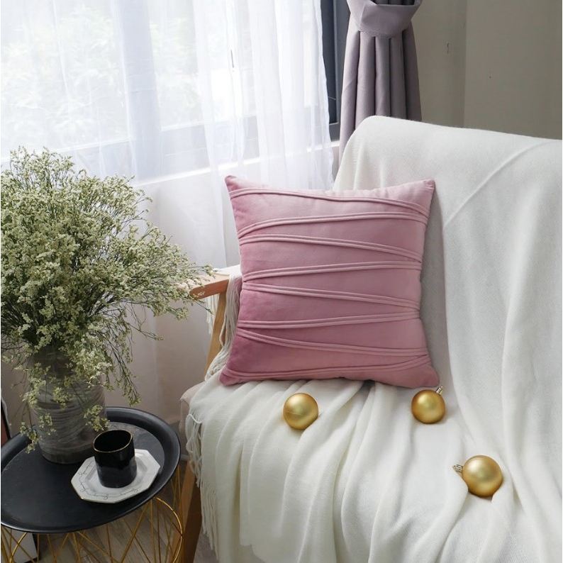 Vỏ Gối Tựa Lưng Sofa Nhung Hà Lan Dập Nổi Trơn Màu Sang Trọng Passion