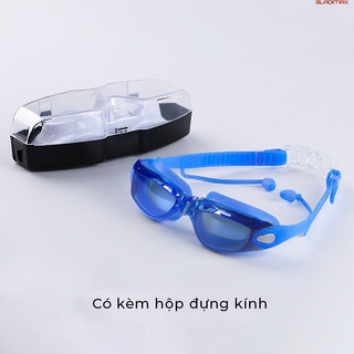 Kính bơi thể thao Gladimax kèm 2 nút tai và 1 kẹp mũi, chất liệu nhựa và silicone chống nước không gây kích ứng da