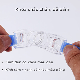 Kính bơi thể thao Gladimax kèm 2 nút tai và 1 kẹp mũi, chất liệu nhựa và silicone chống nước không gây kích ứng da