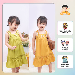 Váy bé gái hai tầng đũi boli Hàn, Đầm trẻ em tiểu thư vải trơn dáng chữ A mát mẻ mặc nhà đi chơi cho bé - Bee&Bull