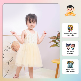 Váy công chúa bé gái hai dây bèo vai, Đầm bé gái trẻ em tiểu thư vải boli Nhật mềm mại đi chơi đi học cho bé - Bee&Bull