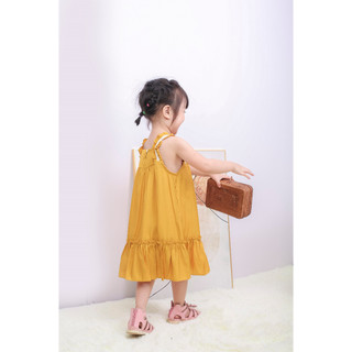 Váy bé gái hai tầng đũi boli Hàn, Đầm trẻ em tiểu thư vải trơn dáng chữ A mát mẻ mặc nhà đi chơi cho bé - Bee&Bull