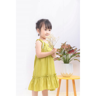 Váy bé gái hai tầng đũi boli Hàn, Đầm trẻ em tiểu thư vải trơn dáng chữ A mát mẻ mặc nhà đi chơi cho bé - Bee&Bull