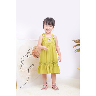 Váy bé gái hai tầng đũi boli Hàn, Đầm trẻ em tiểu thư vải trơn dáng chữ A mát mẻ mặc nhà đi chơi cho bé - Bee&Bull