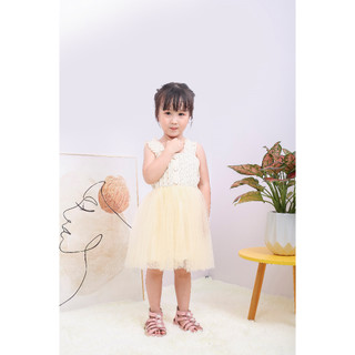 Váy công chúa bé gái hai dây bèo vai, Đầm bé gái trẻ em tiểu thư vải boli Nhật mềm mại đi chơi đi học cho bé - Bee&Bull