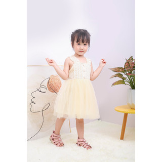 Váy công chúa bé gái hai dây bèo vai, Đầm bé gái trẻ em tiểu thư vải boli Nhật mềm mại đi chơi đi học cho bé - Bee&Bull