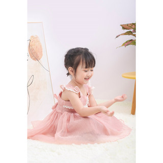 VÁY CÔNG CHÚA BÉ GÁI 2 DÂY PHỐI BÈO – CHẤT TƠ BỌT MỀM MẠI, XINH XẮN CHO BÉ