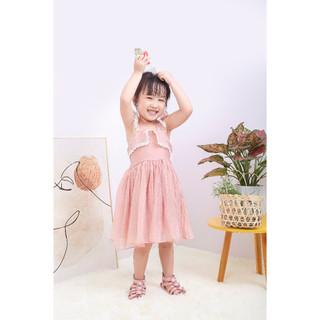 VÁY CÔNG CHÚA BÉ GÁI 2 DÂY PHỐI BÈO – CHẤT TƠ BỌT MỀM MẠI, XINH XẮN CHO BÉ