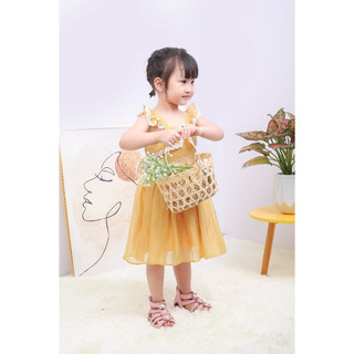 VÁY CÔNG CHÚA BÉ GÁI 2 DÂY PHỐI BÈO – CHẤT TƠ BỌT MỀM MẠI, XINH XẮN CHO BÉ