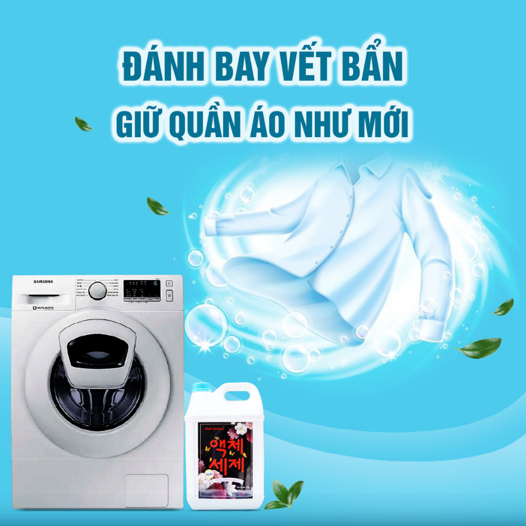 Can Nước Giặt Lưu Hương Thơm Lâu Nuki Limited 10kg Đánh Bay Vết Bẩn, An Toàn Với Mọi Loại Quần Áo
