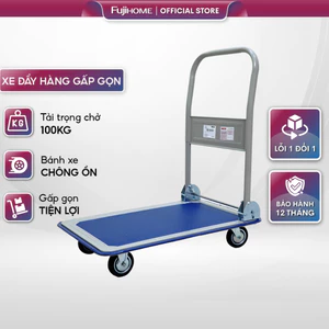 Xe đẩy hàng 4 bánh 170kg gấp gọn nhập khẩu FUJIHOME, bánh xe chống ồn, xe kéo hàng xếp gọn đa năng chính hãng