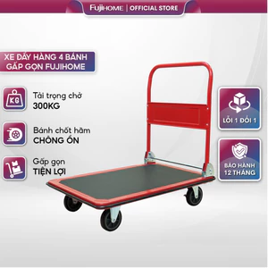 Xe đẩy hàng 4 bánh gấp gọn 150kg -300kg nhập khẩu FUJIHOME,bánh xe cao su siêu bền,chống ồn, xe kéo hàng gấp gọn đa năng