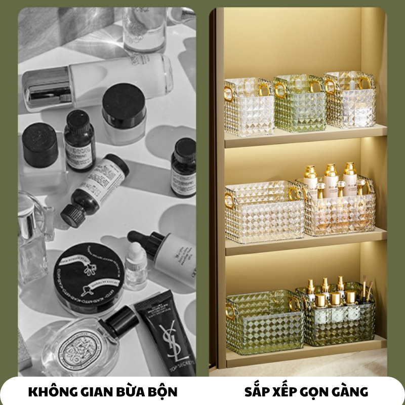 Khay Đựng Phụ Kiện, Mỹ Phẩm Phòng Tắm Enoda Home 2 Size, Phòng Ngủ Có Quai Cầm Sang Trọng Q067