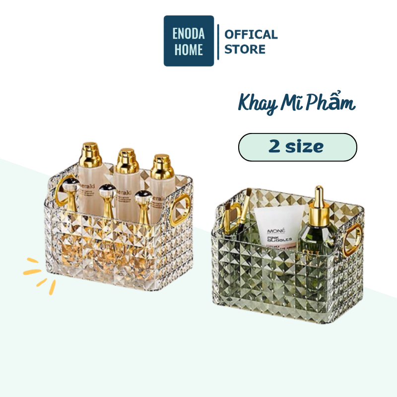 Khay Đựng Phụ Kiện, Mỹ Phẩm Phòng Tắm Enoda Home 2 Size, Phòng Ngủ Có Quai Cầm Sang Trọng Q067