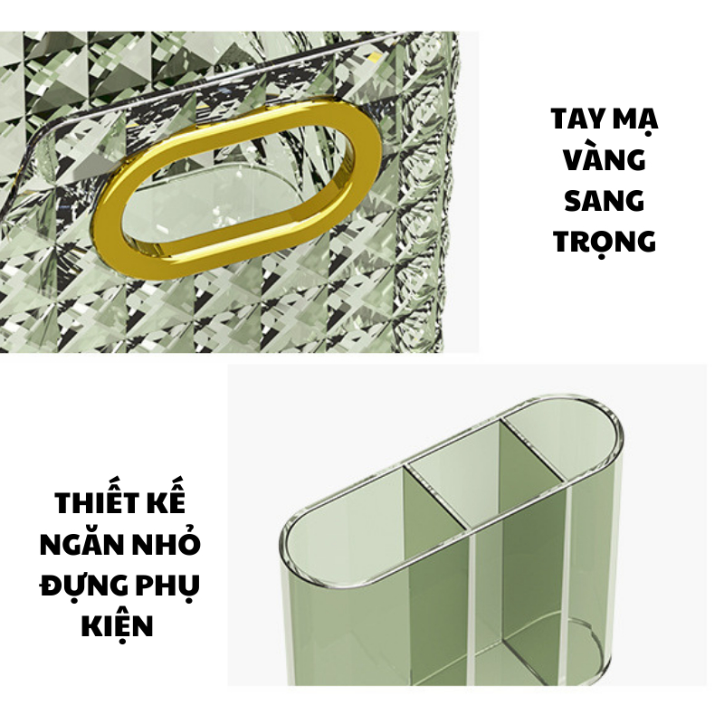 Khay Đựng Phụ Kiện, Mỹ Phẩm Phòng Tắm Enoda Home 2 Size, Phòng Ngủ Có Quai Cầm Sang Trọng Q067