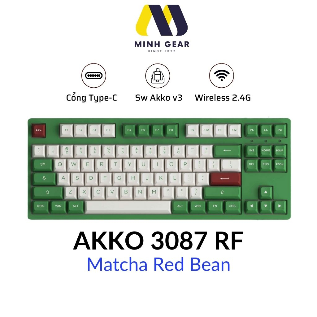 Bàn phím cơ AKKO 3087 RF Matcha Red Bean (2.4Ghz / AKKO sw v3) - Hàng ...
